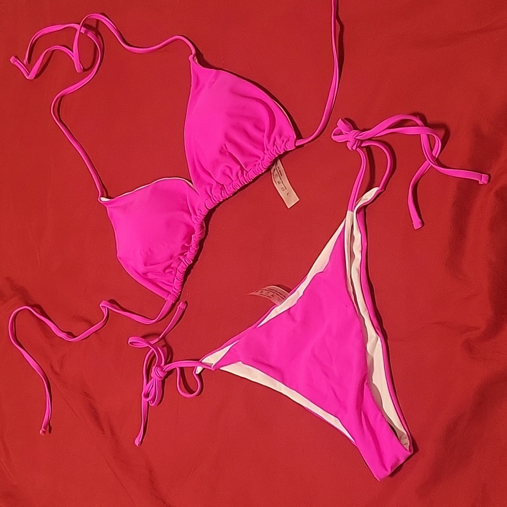 DONATED!!!!!   Basic Pink string triangle bikini BRAND NEW